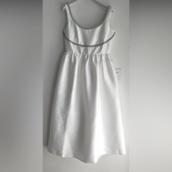 Self Portrait WHITE TAFFETA DIAMANTE BOW MIDI DRESS - Picture 2 of 3